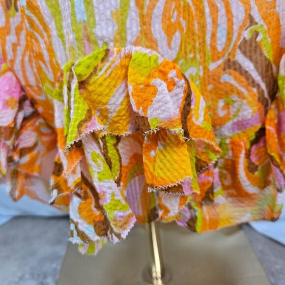 J.Crew Collection Silk Maxi Dress Large Smocked, Tie Straps & Ruffle Hem Yellow - Picture 5 of 9